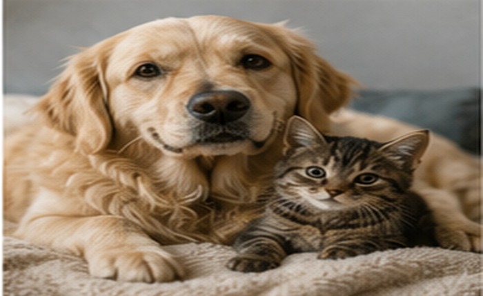 Dog and cat representing animal welfare